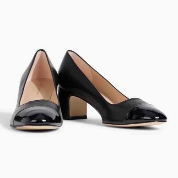 Stuart Weitzman	Milla Smooth and Patent Leather Pump Size 8 - Picture 1 of 8